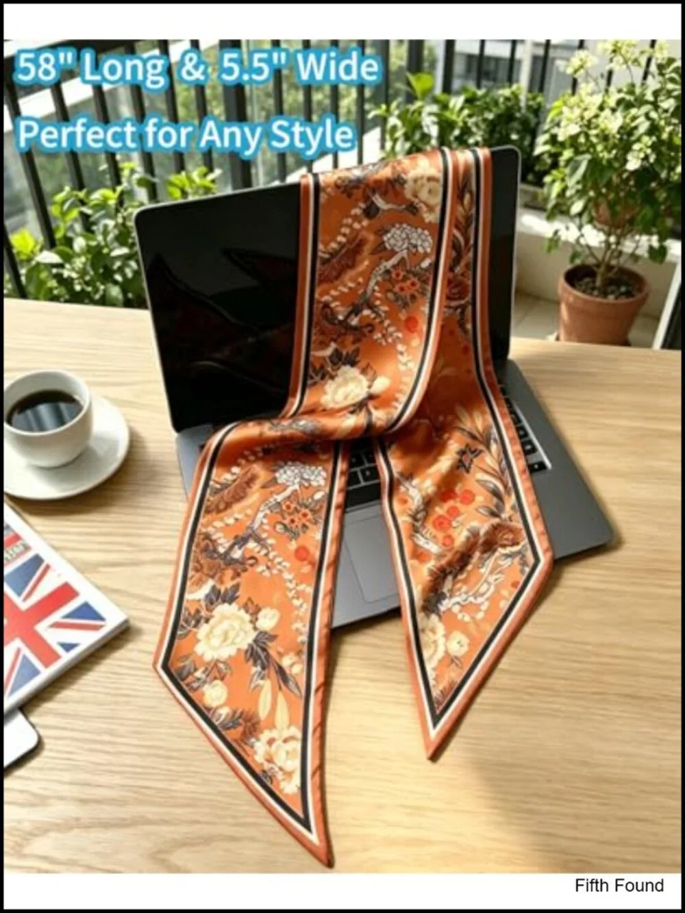 Silk Feeling Long Skinny Scarf Lightweight 58